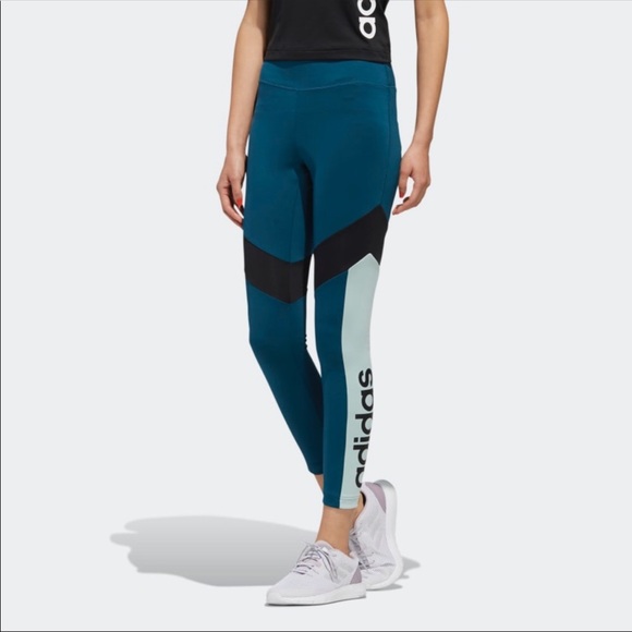 NEW Adidas Designed to Move 7/8 Tights in mixed Green and Black colors Small - Picture 1 of 13